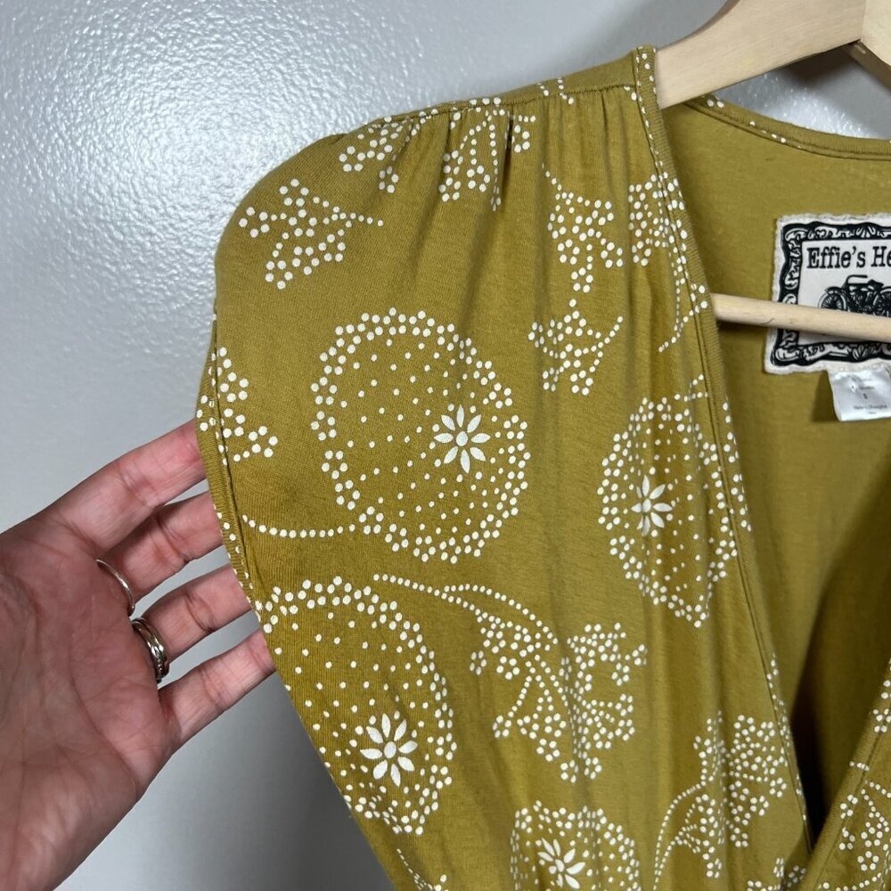 Effie's Heart Theresa Wrap Dress Size Small Green Floral Retro Knee Length - Picture 4 of 9